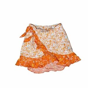 LCWAIKIKI Floral Orange Wrap Girl Skirt 9-10Y